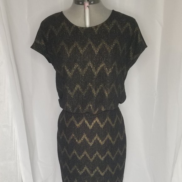 ONLY by Silver Icing, M, black with gold cocktail dress, NWT. - Picture 1 of 7